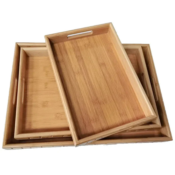 Wood Bamboo Tray Set of 3 - BLAIRE.STORE