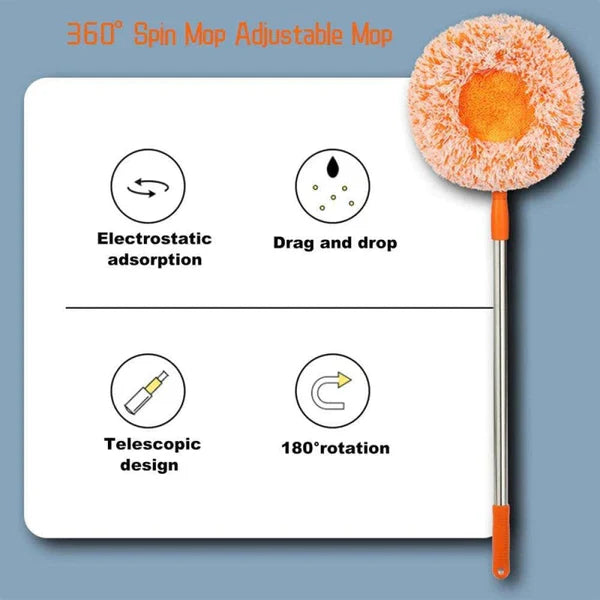 360° Rotatable Adjustable Cleaning Mop, Extendable Wall Cleaning Mop For Bathroom Floor Wall Bed Bottom - BLAIRE.STORE